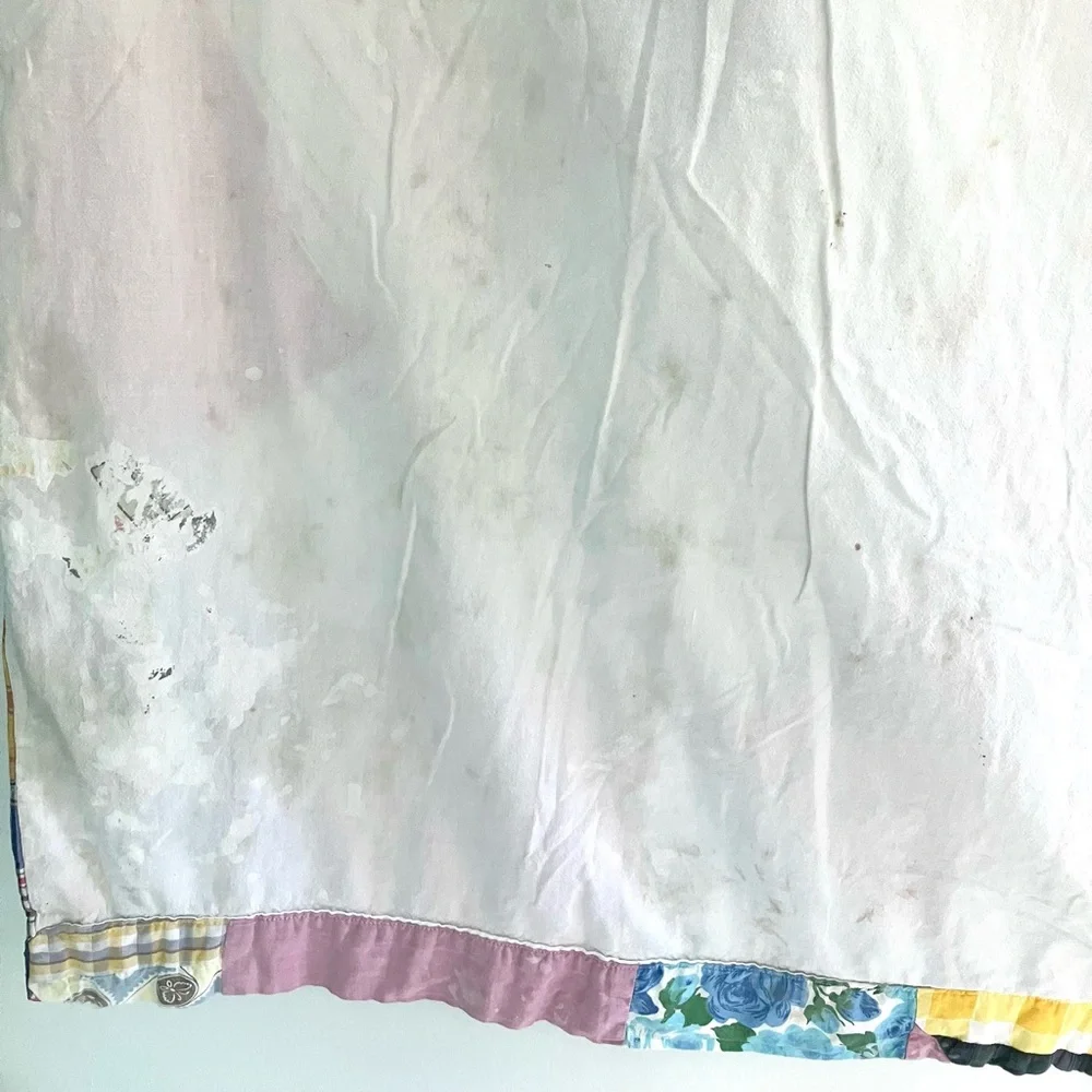 Vintage 40’s crazy quilt feedsack cotton small quilt blanket